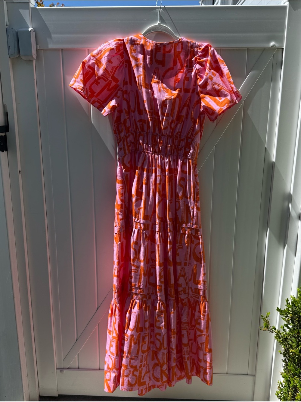 Anthropologie The Somerset Maxi Dress Pink French Writing - Picture 8 of 8